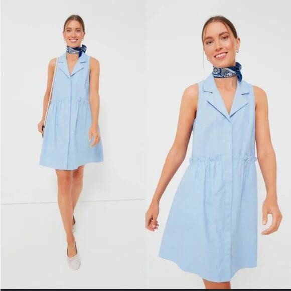 Tuckernuck Oxford Blue Sleeveless Royal Shirt Dress Medium - Picture 2 of 9